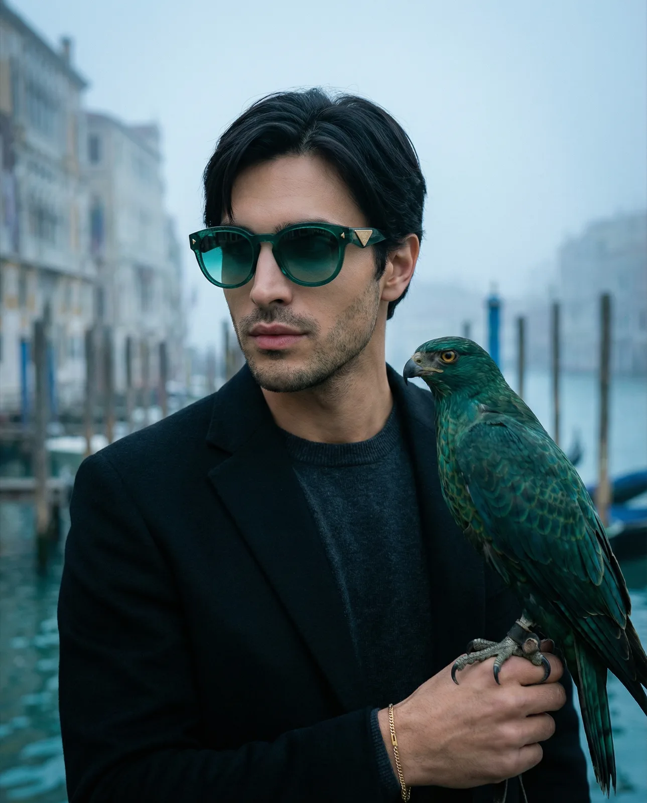 Trust — direct gaze, falcon perched